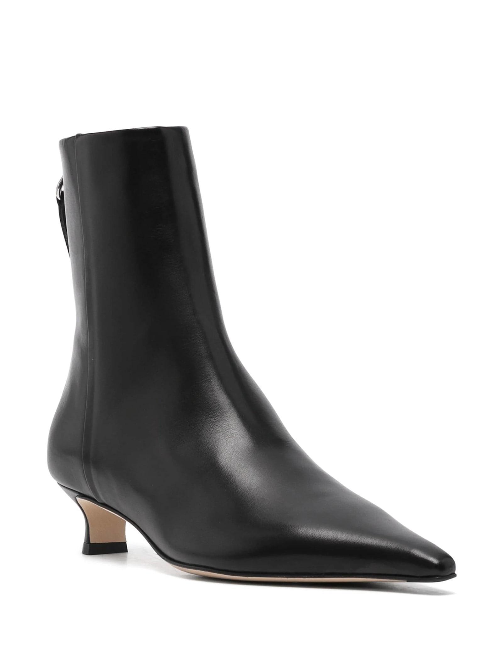 Leather Ankle Boots With Heel In Black Product Image