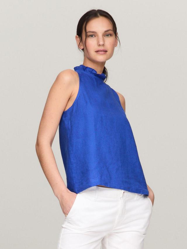 Tommy Hilfiger Women's Relaxed Fit Sleeveless Ruffle Linen Top Product Image