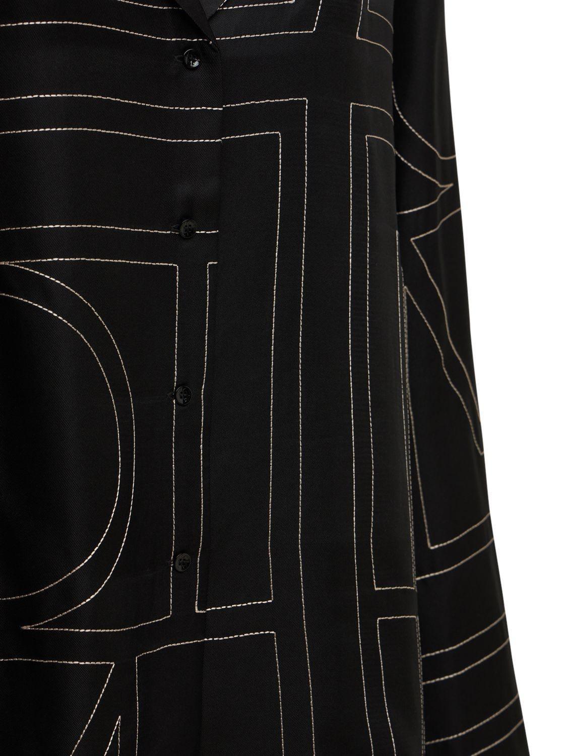 Toteme Silk Twill Pajama Shirt In Black Product Image