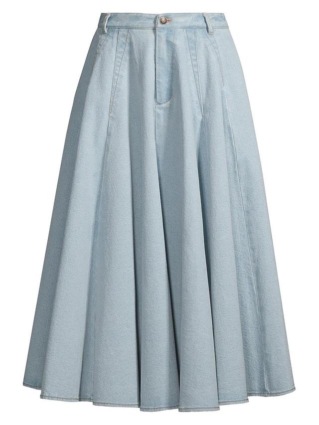 Womens Denim Flared Midi-Skirt Product Image