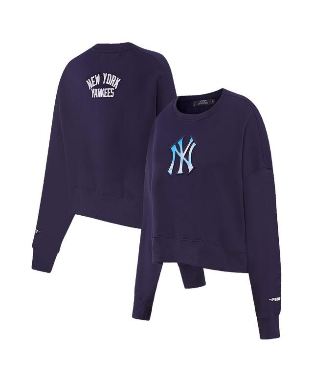 Womens Pro Standard Navy New York Yankees Painted Sky Pullover Sweatshirt Product Image