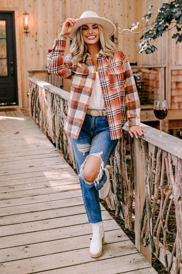 Nantucket Chill Plaid Jacket In Rust Product Image