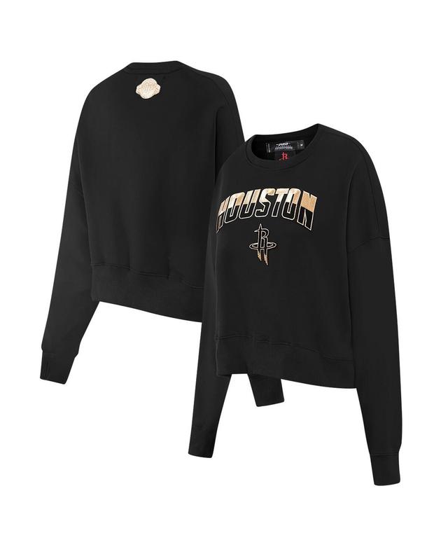 Womens Pro Standard Black Houston Rockets Glam Cropped Pullover Sweatshirt Product Image