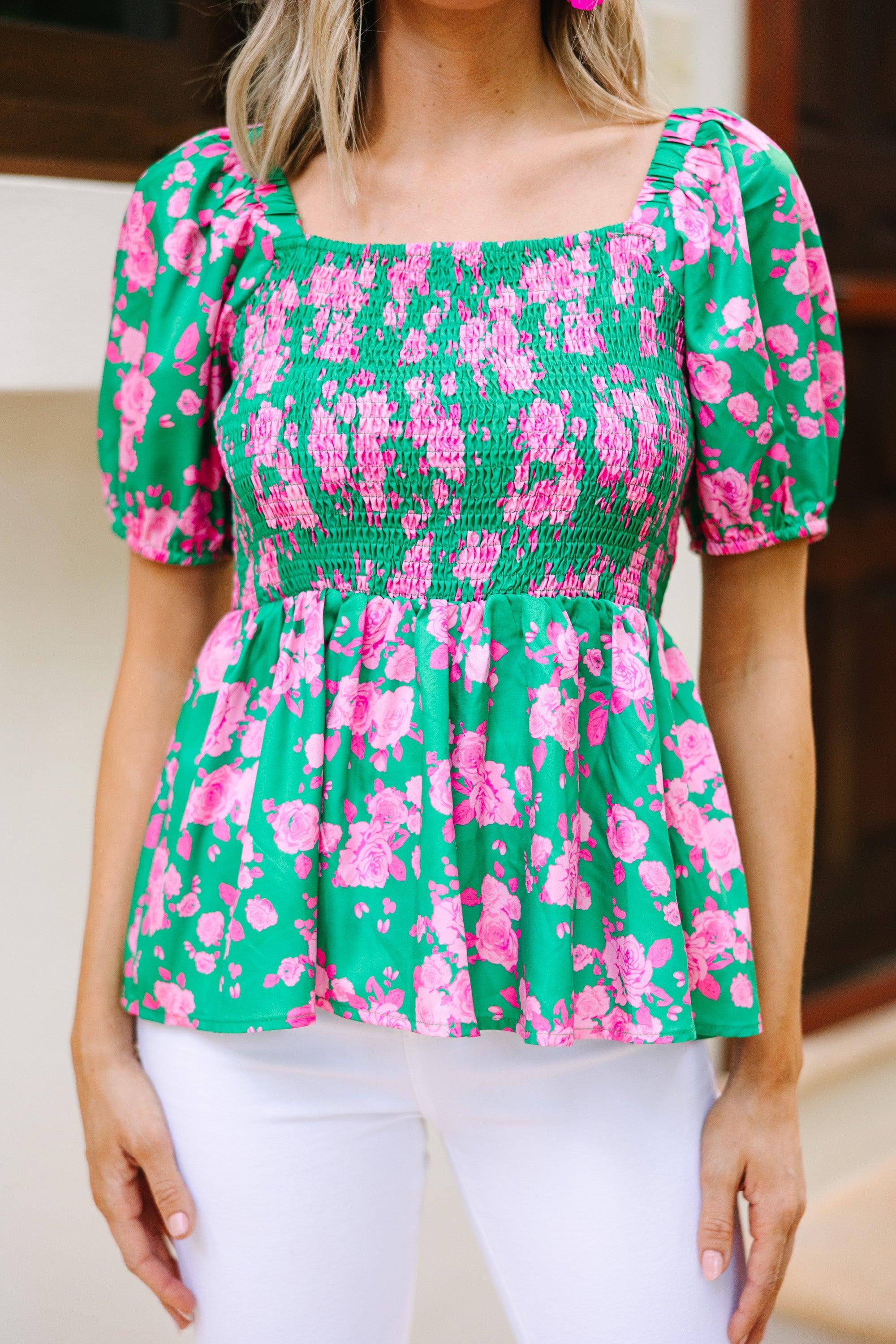 Couldn't Change Green Floral Peplum Blouse Female Product Image