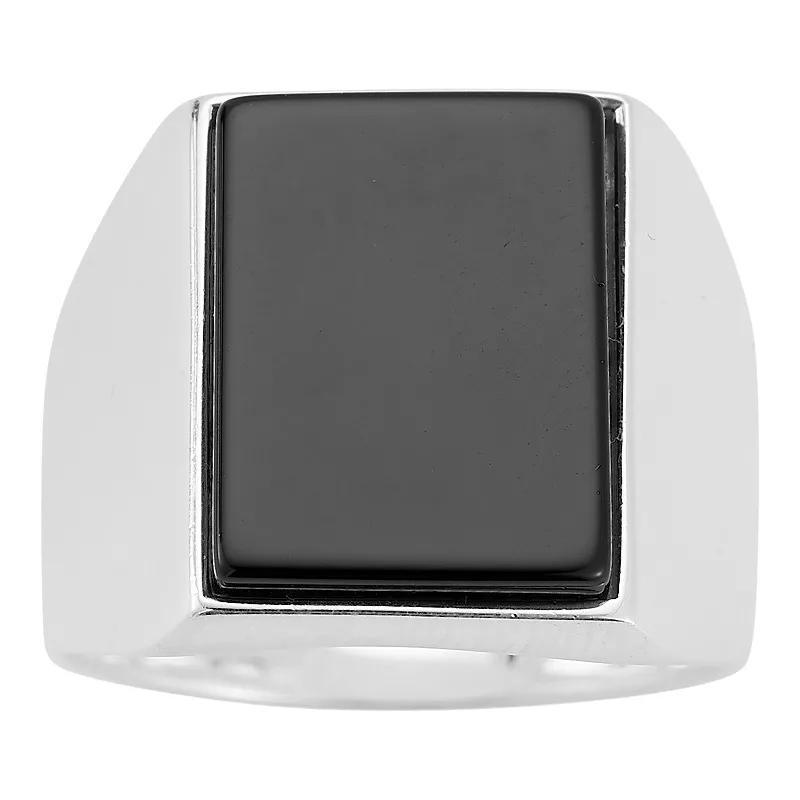 Menster Mens Sterling Silver Square Black Onyx Signet Ring Product Image