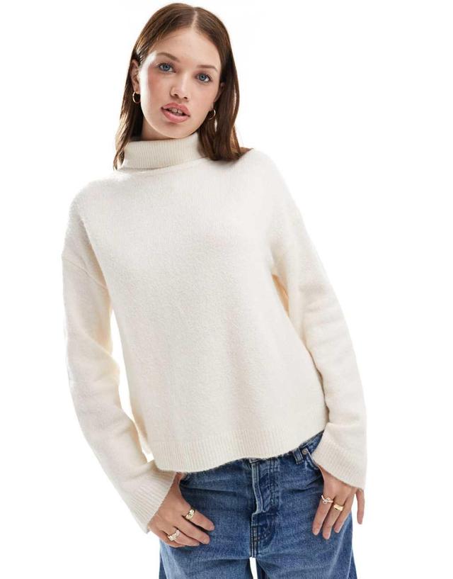 ASOS DESIGN knitted high neck sweater in cream Product Image