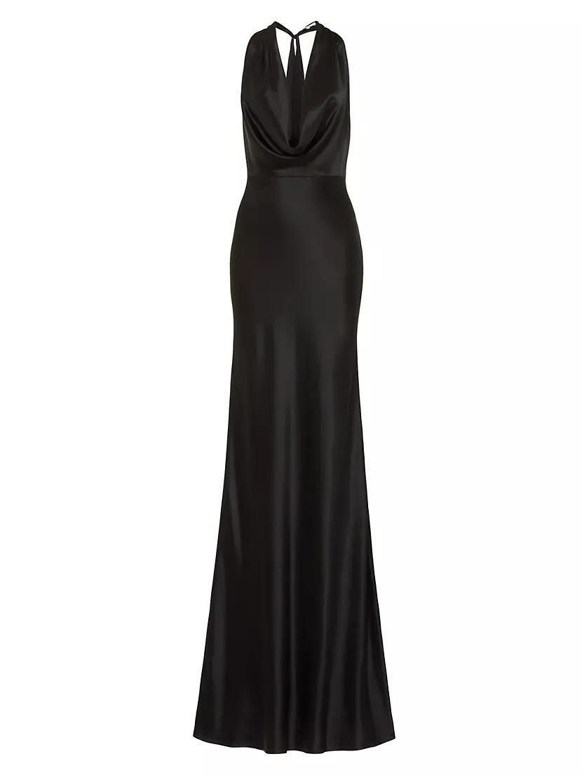 Pearl Satin Cowl-Neck Gown Product Image