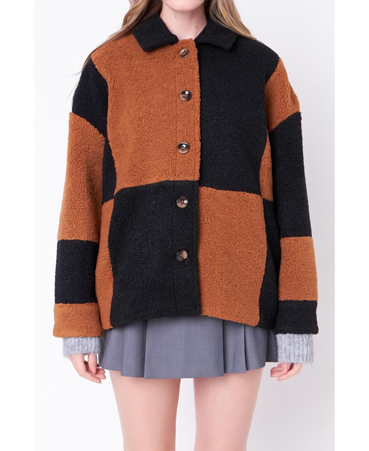 English Factory Oversize Check Teddy Jacket Product Image