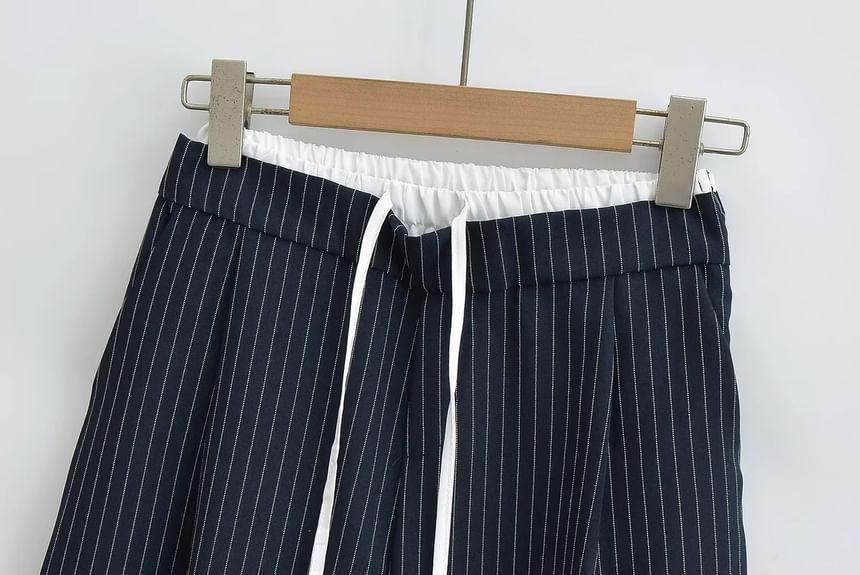 High Waist Pinstriped Wide Leg Pants Product Image