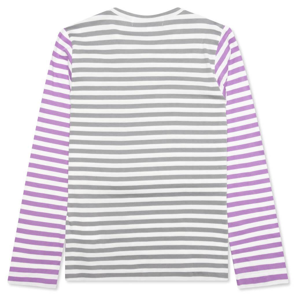 Women's Bi-Color Stripe T-Shirt - Grey/Purple Female Product Image