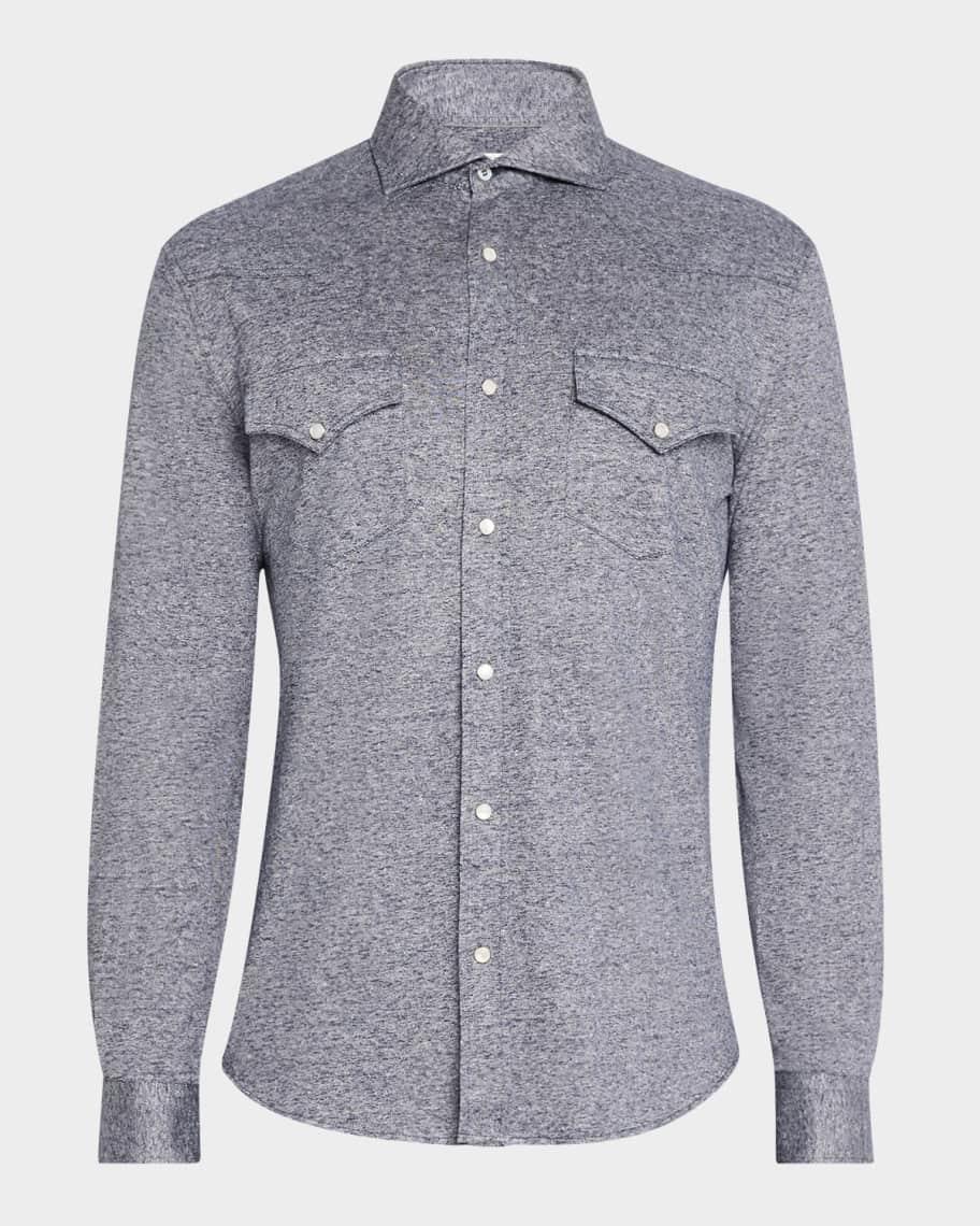 Men's Cotton and Linen Western Shirt Product Image