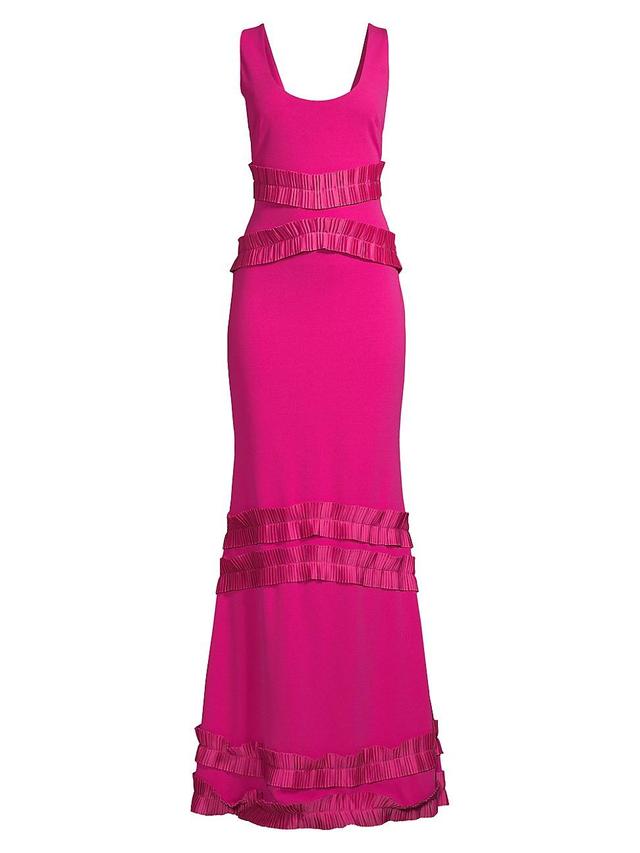 Womens Ruffled Chiffon Gown Product Image