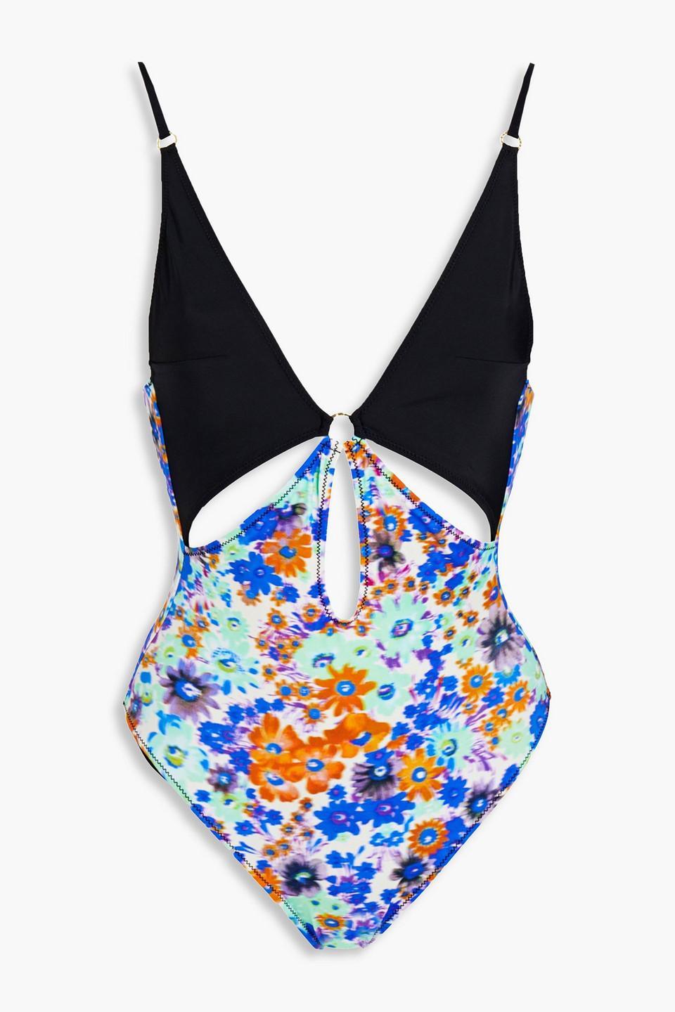 Cutout Floral-print Swimsuit In Multicolor Product Image