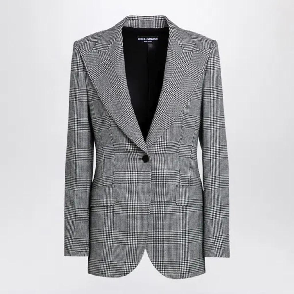 Single-breasted Prince Of Wales Jacket For Women In Gray Product Image