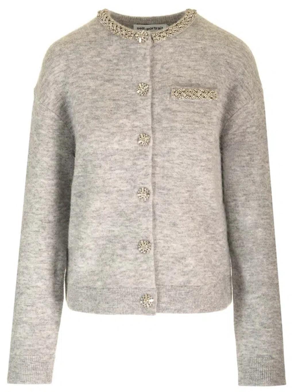 Jeweled Cardigan In Grey Product Image