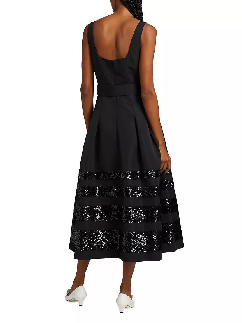 Mia Sequin-Embellished Belted Fit & Flare Midi-Dress Product Image