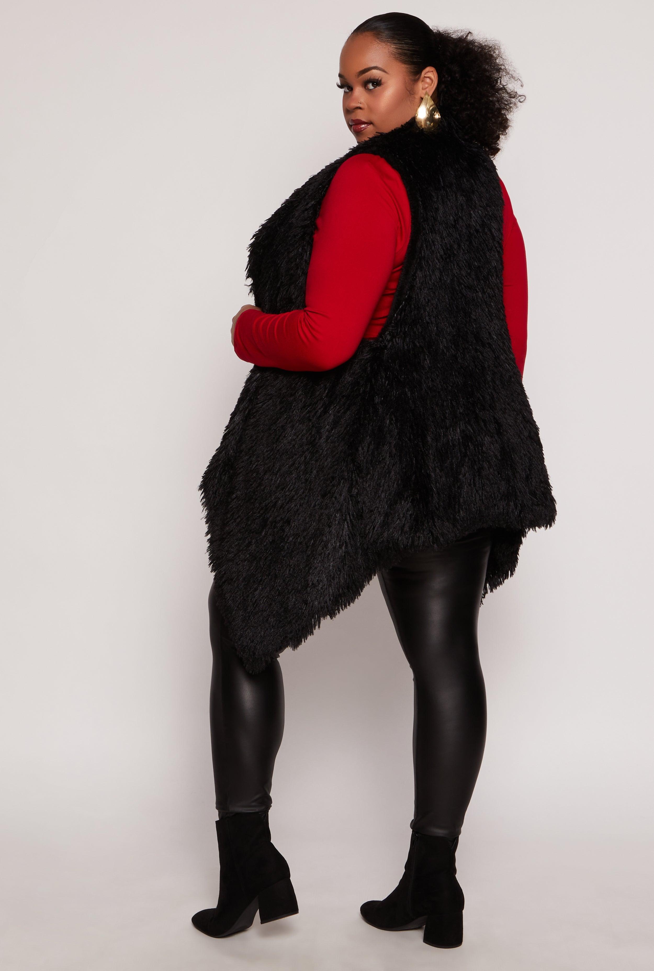 Faux Fur Reversible Sleeveless Poncho Female Product Image