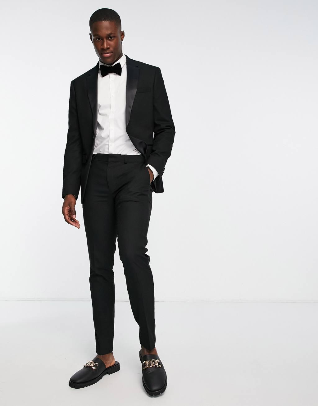 Topman skinny tux suit jacket in black Product Image