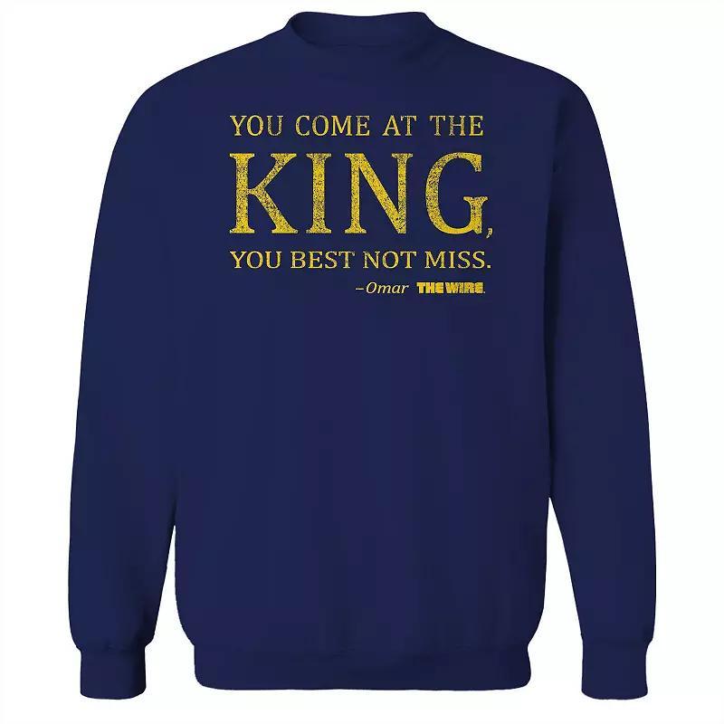 Mens You Come At The Wire Graphic Teehe King The Wire Graphic Fleece Crew Sweatshirt Blue Product Image