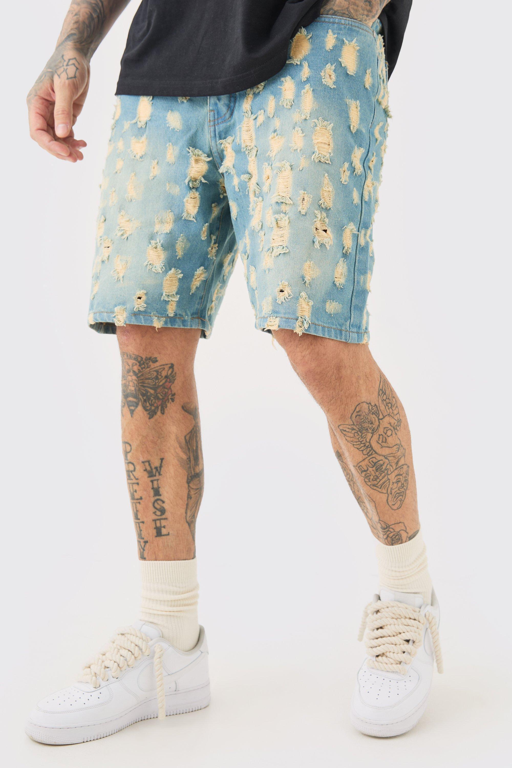 Tall Relaxed All Over Distressed Short | boohooMAN USA product image