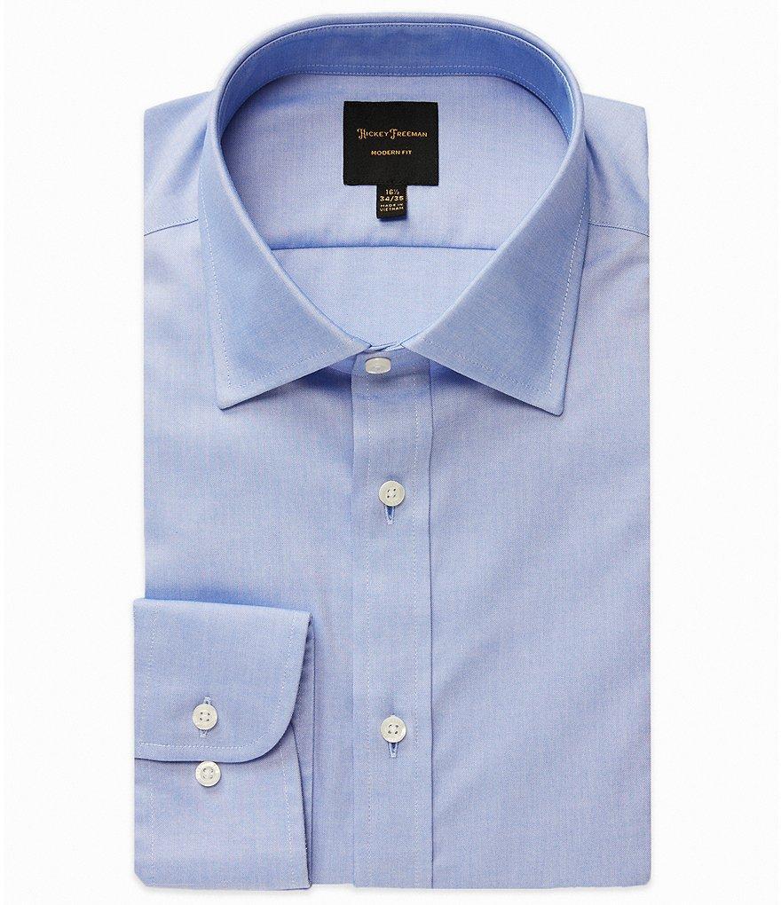 Hickey Freeman Modern Fit Spread Collar Solid Dress Shirt Product Image