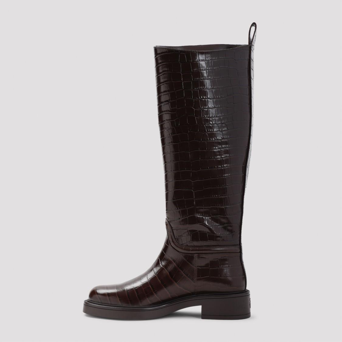 Brown Celia Calf Leather Riding Boots Product Image