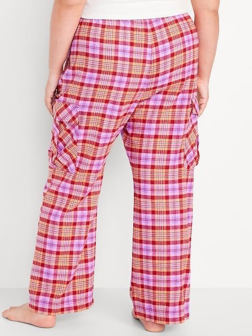 High-Waisted Flannel Cargo Pants Product Image