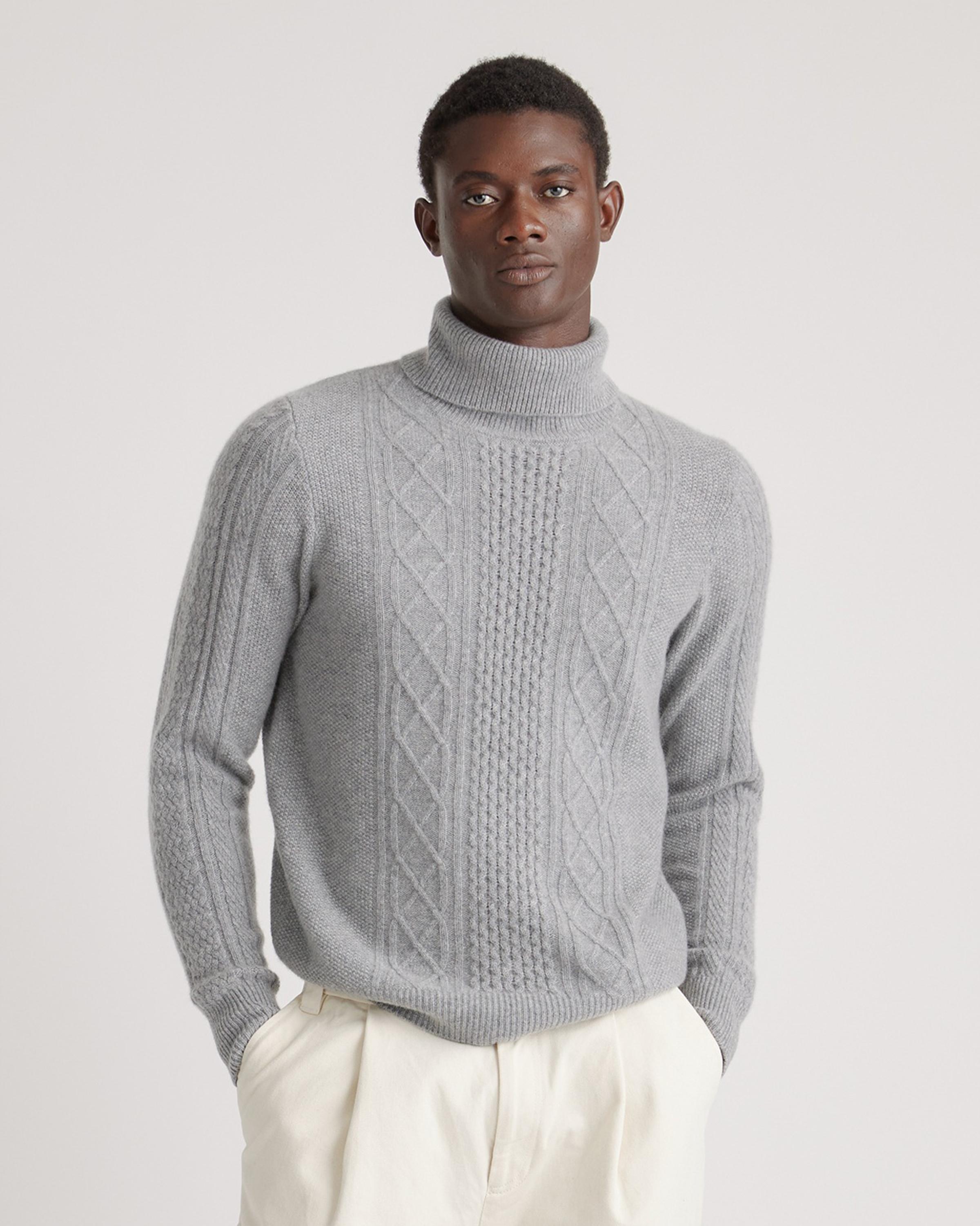 Mongolian Cashmere Cable Turtleneck Sweater Product Image