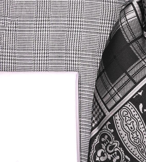 Black Windowpane Dress Shirt Set with Tie and Handkerchief Product Image