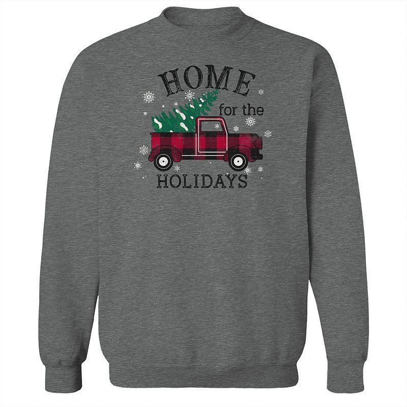 Mens Home for the Holidays Fleece Sweatshirt, Womens Grey Heather Product Image