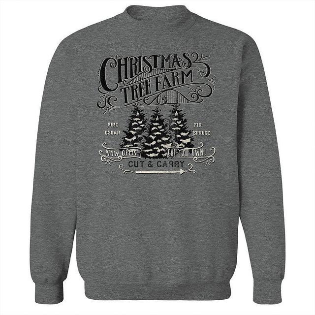 Mens Christmas Tree Farm Fleece Sweatshirt, Womens Grey Heather Product Image