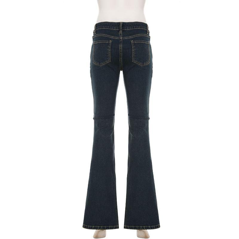 High Waist Washed Flared Jeans Product Image