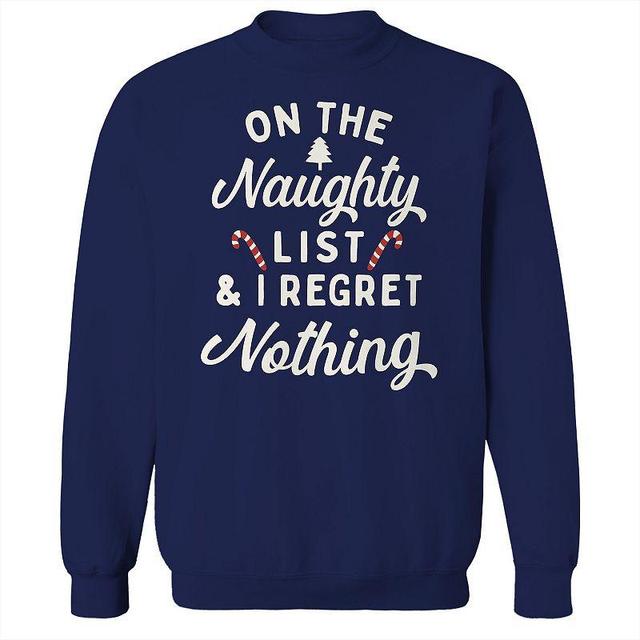 Mens On the Naughty List Fleece Sweatshirt, Womens Blue Product Image