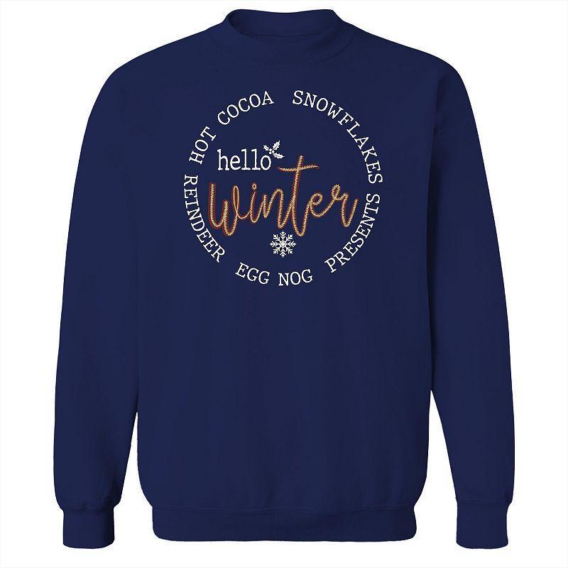 Mens Hello Winter Fleece Sweatshirt, Womens Blue Product Image