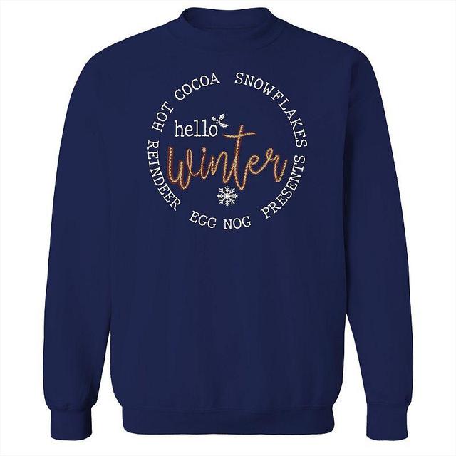 Mens Hello Winter Fleece Sweatshirt Blue Product Image
