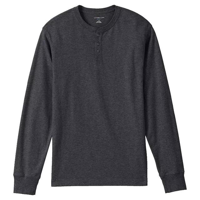 Big & Tall Lands End Super-T Henley, Mens Dark Grey Heather Product Image