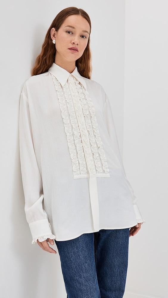 Tibi Winter Acetate Easy Tuxedo Shirt | Shopbop Product Image