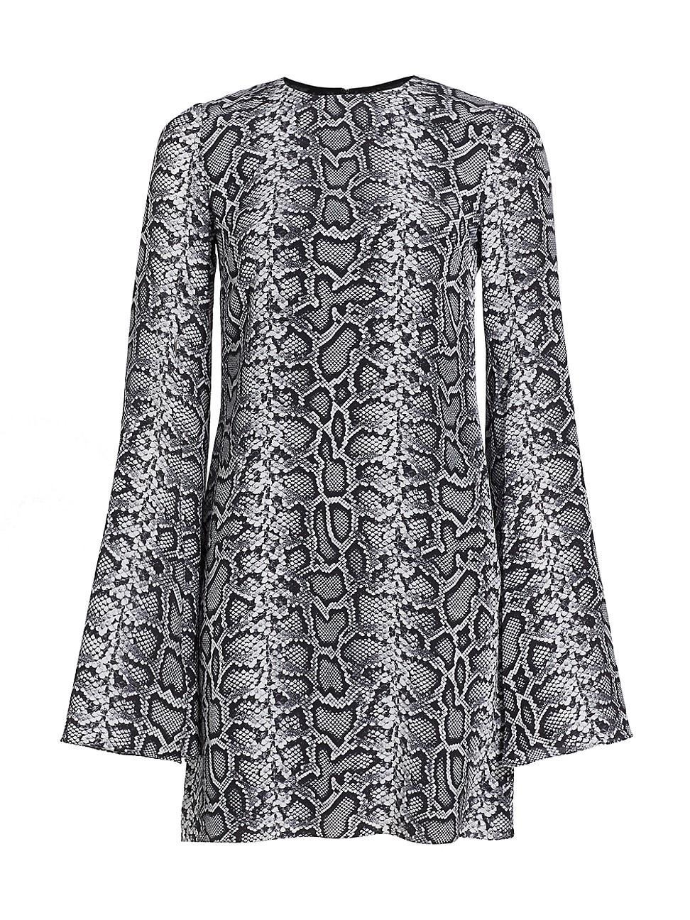 Womens Silk Snakeskin Cape-Sleeve Minidress Product Image