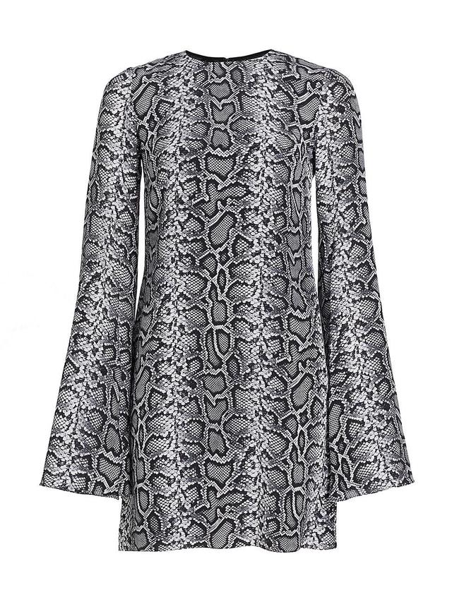 Womens Silk Snakeskin Cape-Sleeve Minidress Product Image