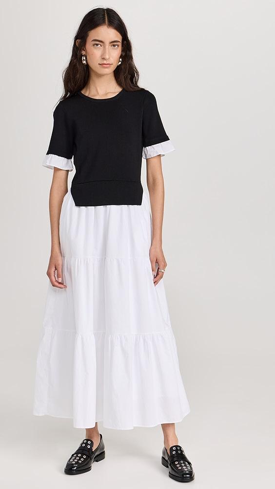 English Factory Mixed Media Short Sleeve Maxi Dress | Shopbop Product Image