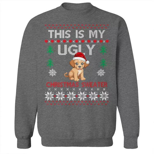 Mens Ugly Puppy Christmas Sweater Graphic Sweatshirt Grey Heather Product Image