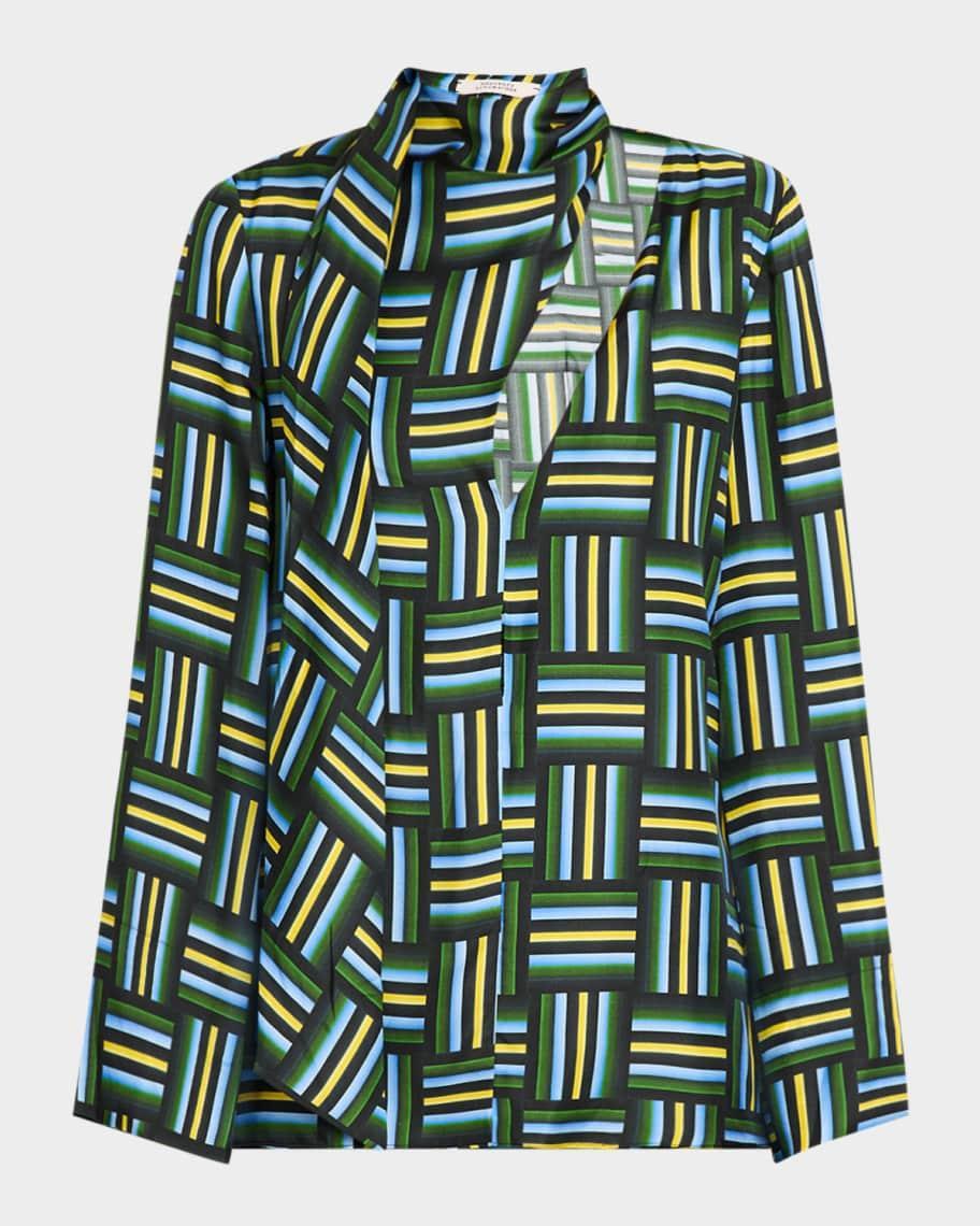 Graphic Drapes I Geometric-Print Cutout Blouse Product Image