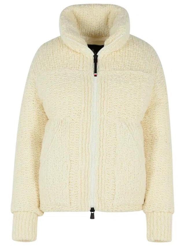 MONCLER Grenoble 'serafus' White Virgin Wool Blend Down Jacket Women Product Image