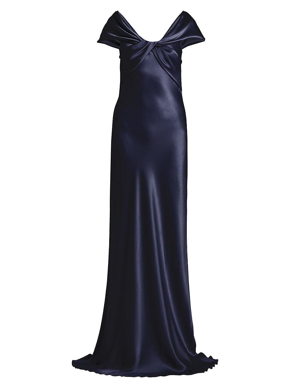 Womens Twisted Silk-Blend Satin Gown Product Image