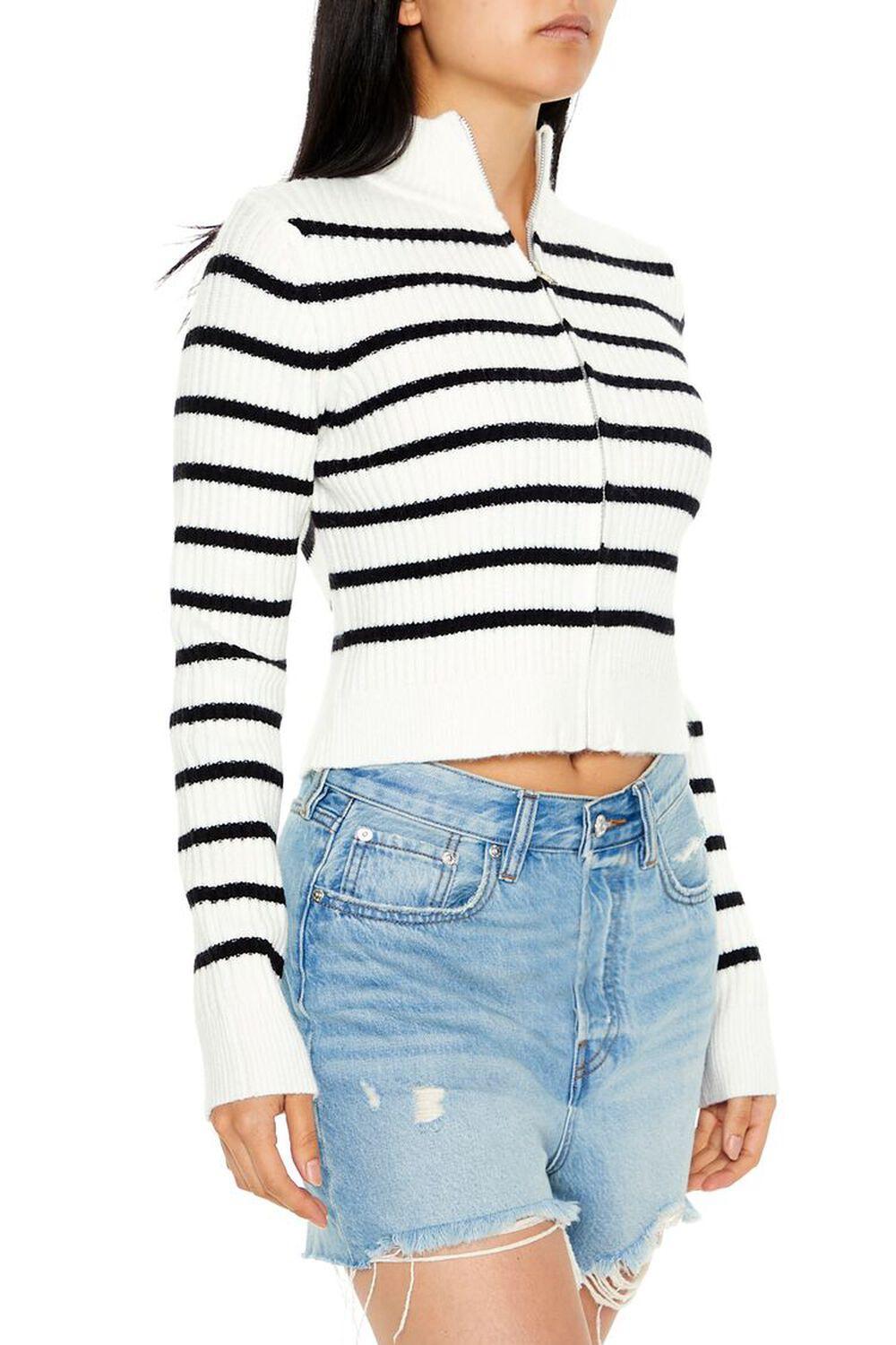 Striped Mock Neck Zip-Up Sweater | Forever 21 Product Image