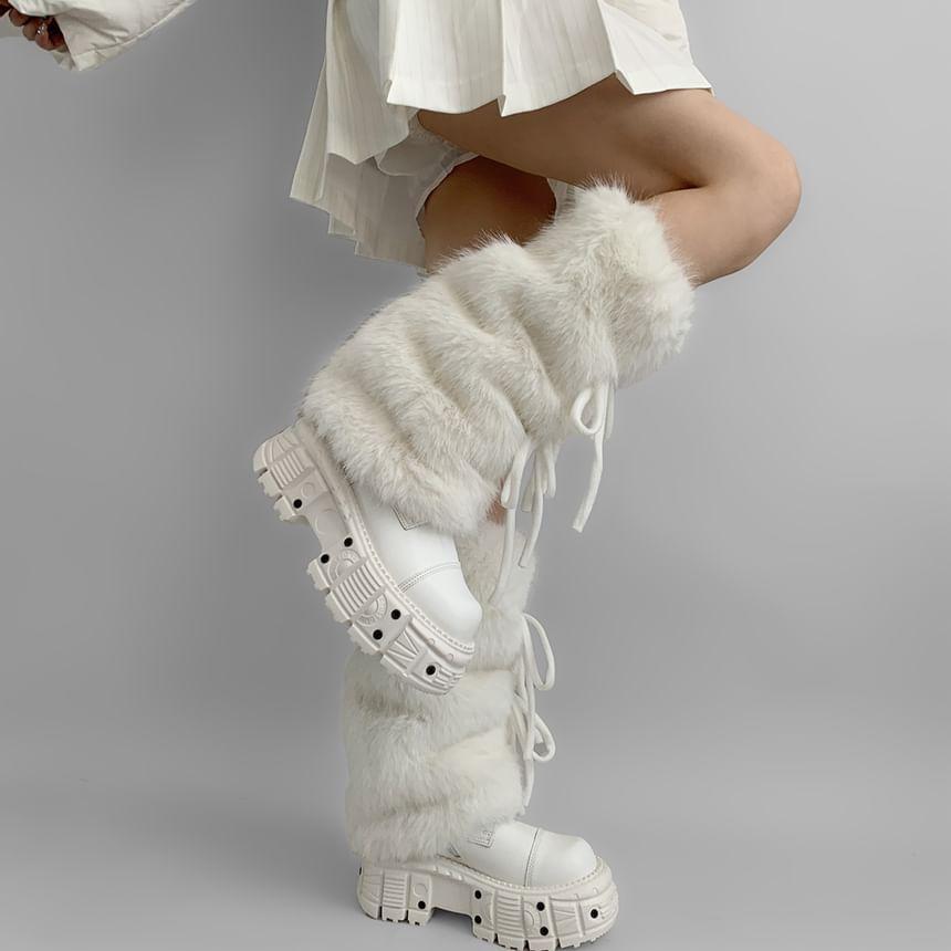 Bow Faux Fur Leg Warmers Product Image