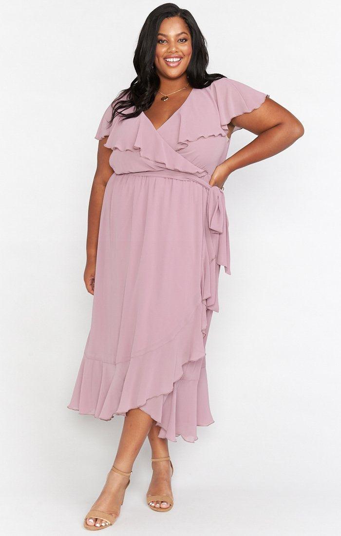 Jess Ruffle Midi Dress ~ Antique Rose Chiffon Product Image