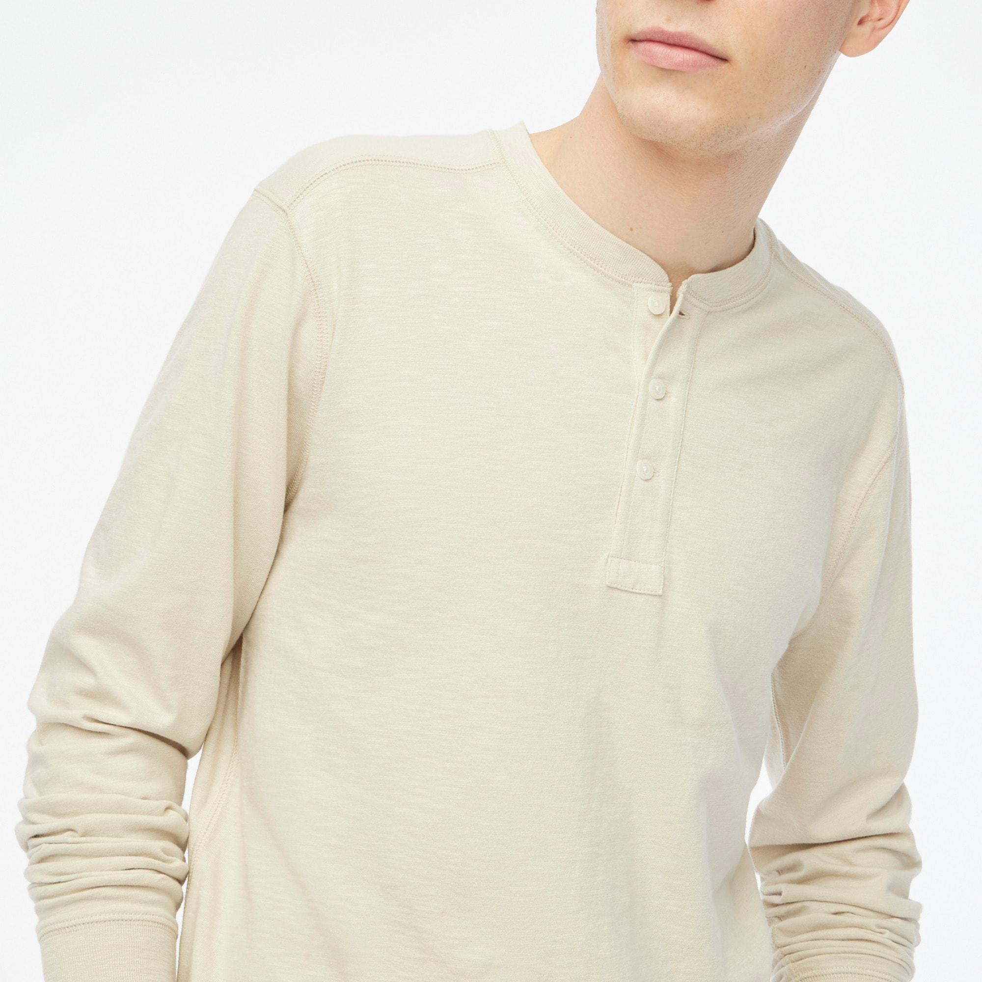 Long-sleeve henley in slub cotton Product Image