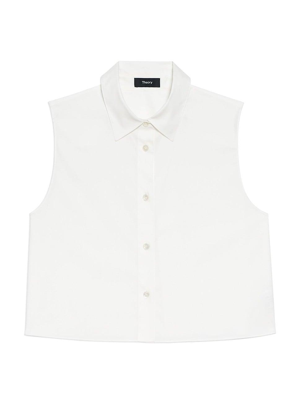 Womens Cotton-Blend Cropped Sleeveless Shirt Product Image