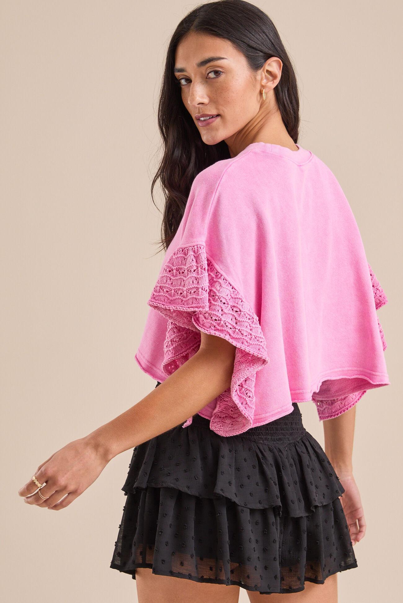 Kaia Crochet Flutter Sleeve Top Product Image